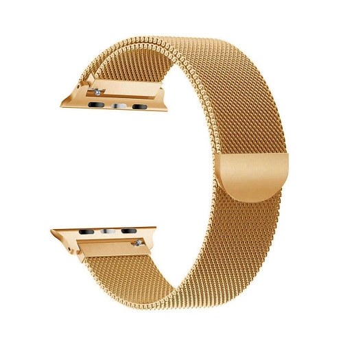Replaceable Stainless Steel Watch Band Milanese Magnetic Buckle Strap Compatible with Apple Watch 2/3/4/5/6/se 42/44mm Gold