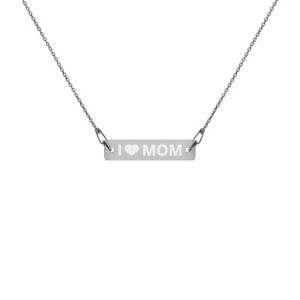 Mothers Day Gift Present Engraved Silver Bar Chain Necklace Mom Lovers Mama Love