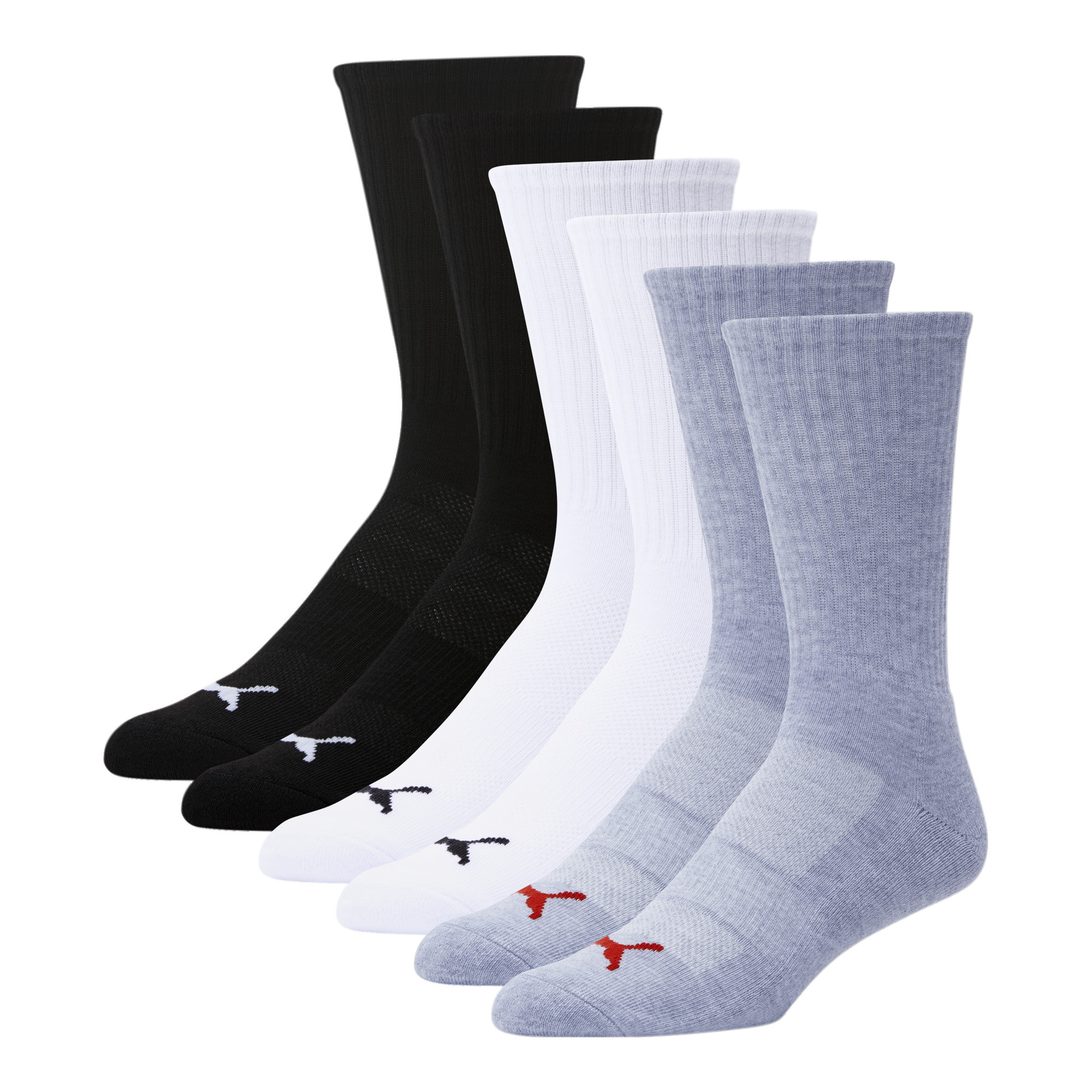 PUMA Men's Crew Outline Socks [6 Pack] Gray Size 10-13