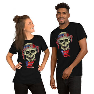 Amercan Dead Skull Flag Short-Sleeve Unisex T-Shirt Black American Warrior Flag