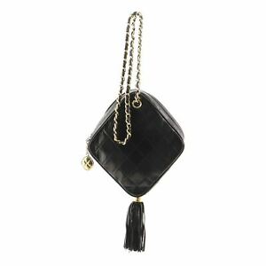 Chanel Vintage Tassel Chain Clutch Quilted Leather Small