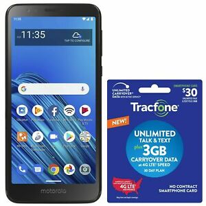 Tracfone Motorola e6 4G LTE Prepaid Cell Phone w/ $30 Airtime Plan Included