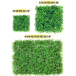 Artificial Boxwood Wall Hedge Mat Plant Panel Indoor Outdoor Grass Fence w/ Ties