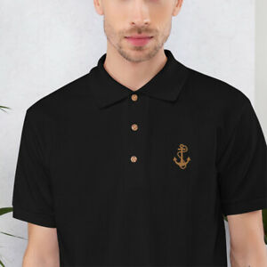 New Mens Polo Shirt Embroidered T-Shirt Top Short Sleeve S M L XL 2XL Anchor