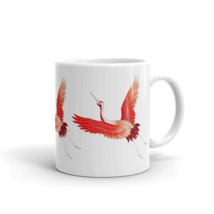 Red Japanese crane ornamental White Glossy Mug Gift Present