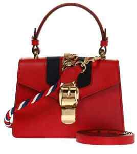 Gucci Ladies Sylvie Leather Mini Shoulder Bag in Red 470270 D4ZAG 8457
