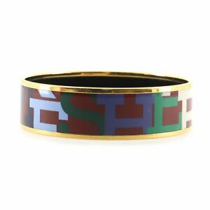 Hermes Bangle Bracelet Printed Enamel Wide