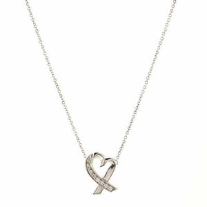 Tiffany & Co. Paloma Picasso Loving Heart Pendant Necklace 18K White Gold with