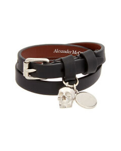 Alexander Mcqueen Skull Double Wrap Leather Bracelet Women's