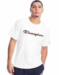 Champion Jersey Tee T-Shirt Flags Of The World Script Logo Athletics Classic