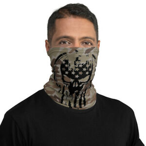 Neck Gaiter Skull Military American Flag Men's Women's Warrior Face Cover Camo