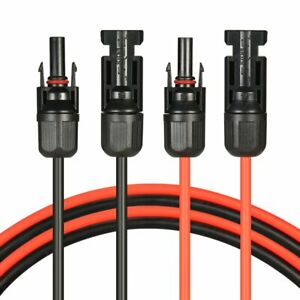 10AWG 1 Pair Black+Red Solar Extension Cable with Female and Male Connector