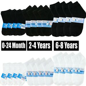 12 Pair NewBorn Black White Baby Kids Infant Toddler Ankle Soft Socks 0-8 Year