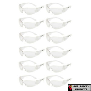 12 PAIR PACK Protective Safety Glasses Clear Lens Work UV ANSI Z87 Lot of 12