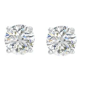 1/3ct TW Round REAL Diamond Stud Earrings in 14K White or Yellow Gold