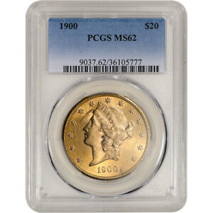 1900 US Gold $20 Liberty Head Double Eagle - PCGS MS62