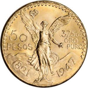 1947 Mexico Gold 50 Pesos Restrike - BU - 1.2056 oz.