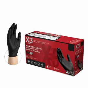 2000/cs BX3 3 Mil Black Nitrile Gloves Powder Free (Non Latex Vinyl) Industrial