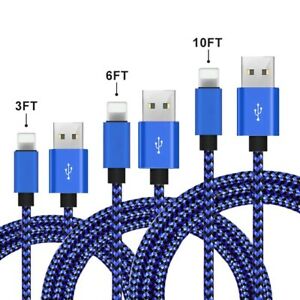 3 Pack 3-6FT-10FT Heavy Duty USB Cable For iPhone 11 X XR XS Charger Cords Camo