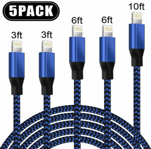 5 Pack Charging Cable Heavy Duty For iPhone 8 7 6 Plus Charger Charging Cord