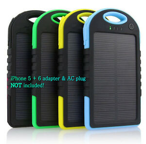 5000 mah Dual-USB Waterproof Solar Power Bank Battery Charger for Cell Phone