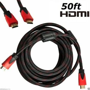 50ft PREMIUM HDMI CABLE For BLURAY 3D DVD PS HDTV XBOX LCD HD TV 1080P Black Red