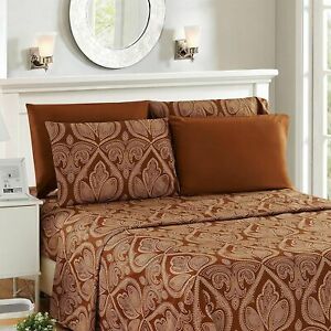 6 Piece Bed Sheets Deep Pocket Egyptian Comfort 1800 Series Printed Sheet Set