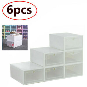 6pcs Shoe Storage Box Clear Case Transparent Stackable Container Organizer