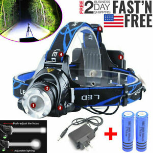 900000LM Rechargeable Head light T6 LED Tactical Headlamp Zoomable+Charg