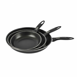 Alpine Cuisine 3 Piece 7, 9.5, & 11 Inch Carbon Steel Non Stick Frying Pan Set