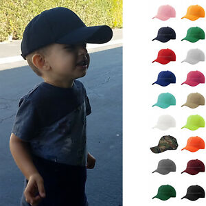 Baseball Cap Plain Kids Boys Strapback Solid Hats Polo Style Hook-N-Loop New