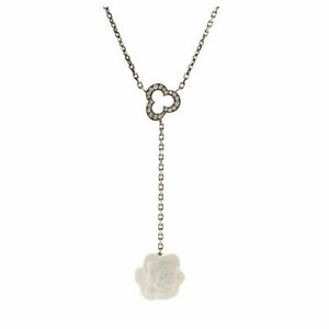 Chanel Camelia Lariat Necklace 18K White Gold with Diamond and Agate