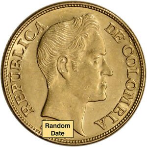 Colombia Gold 5 Pesos (.2355 oz) - AU/BU - 1919 - 1924 - Bolivar Large Head