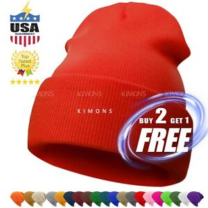 Cuff Beanie Plain Knit Hat Winter Solid Cap Slouchy Skull Ski Warm Men Women