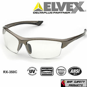 ELVEX SONOMA RX-350C BIFOCAL READER SAFETY GLASSES CLEAR ANTI-FOG LENS (1.0-3.0)