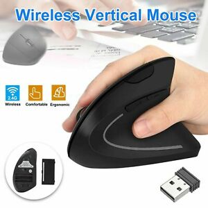 Ergonomic Mouse Optical Vertical Mice 6 Keys USB Wireless 2.4GHz 1200DPI For PC