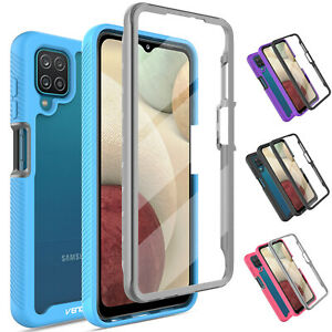 For Samsung Galaxy A12 Clear Case Hybrid Cover With Built-in Screen Protector