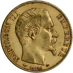 France Gold 20 Francs (.1867 oz) - Napoleon III - Bare - Avg Circ - Random Date