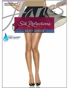 Hanes Pantyhose 4-Pack Silk Reflections Non-Control Top Reinforced Toe Sheer
