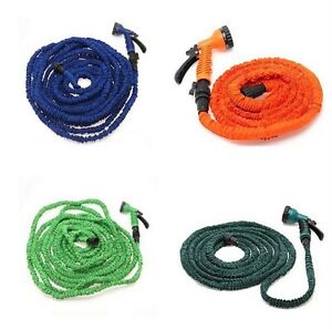 Latex 25 50 75 100 FT Expanding Flexible Garden Water Hose with Spray Nozzle