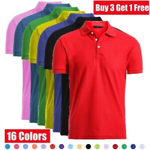 Men's Dri-Fit Causal Cotton Polo Shirt Jersey Short Sleeve Sport Causal Golf T