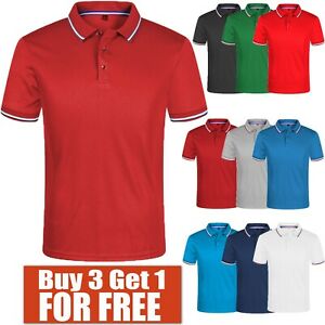 Men's Polo Shirt Dri-Fit Golf Sports Cotton T Shirt Jersey Short Sleeve S M L XL