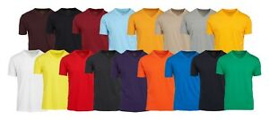 Men's V Neck T Shirts 100% Cotton Premium Heavy Weight Short Sleeve Solid Colors