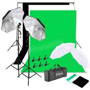 NEW Photo Studio Lighting Photography 2 Backdrop Stand Light Kit Umbrella Set US