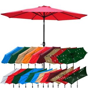 Outdoor Patio Umbrella Aluminum 8ft 9ft 10ft 13ft Common LED Option Beach Garden