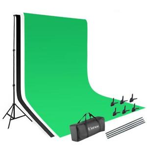 Photography 10ft Backdrop Stand Kit 1.6*3m Green Screen Black White with Clamps