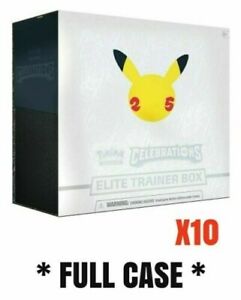 Pokemon TCG CELEBRATIONS ELITE TRAINER 10 BOX CASE Factory Sealed