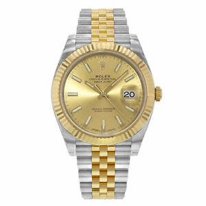 Rolex Datejust 41 Steel 18K Yellow Gold Champagne Index Dial Mens Watch 126333