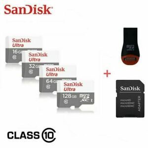 SanDisk Micro SD TF Card 16GB 32GB 64GB 128GB Class 10 Android with USB Adapter