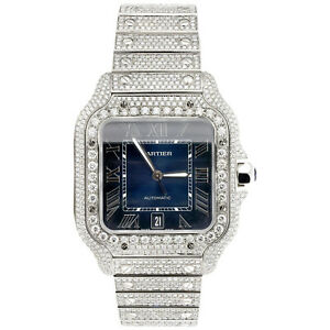 Santos De Cartier Diamond Watch 40mm Stainless Steel Ref. # WSSA0030 16.50 ct.